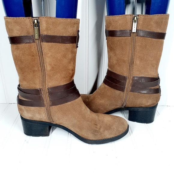 Bandolino Bdursal Suede Leather Buckle Mid-Calf Boots C367 - Picture 4 of 12